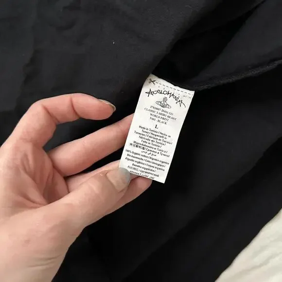 Vivienne Westwood Anglomania Black heart globe print t-shirt Size Large - Picture 6 of 8